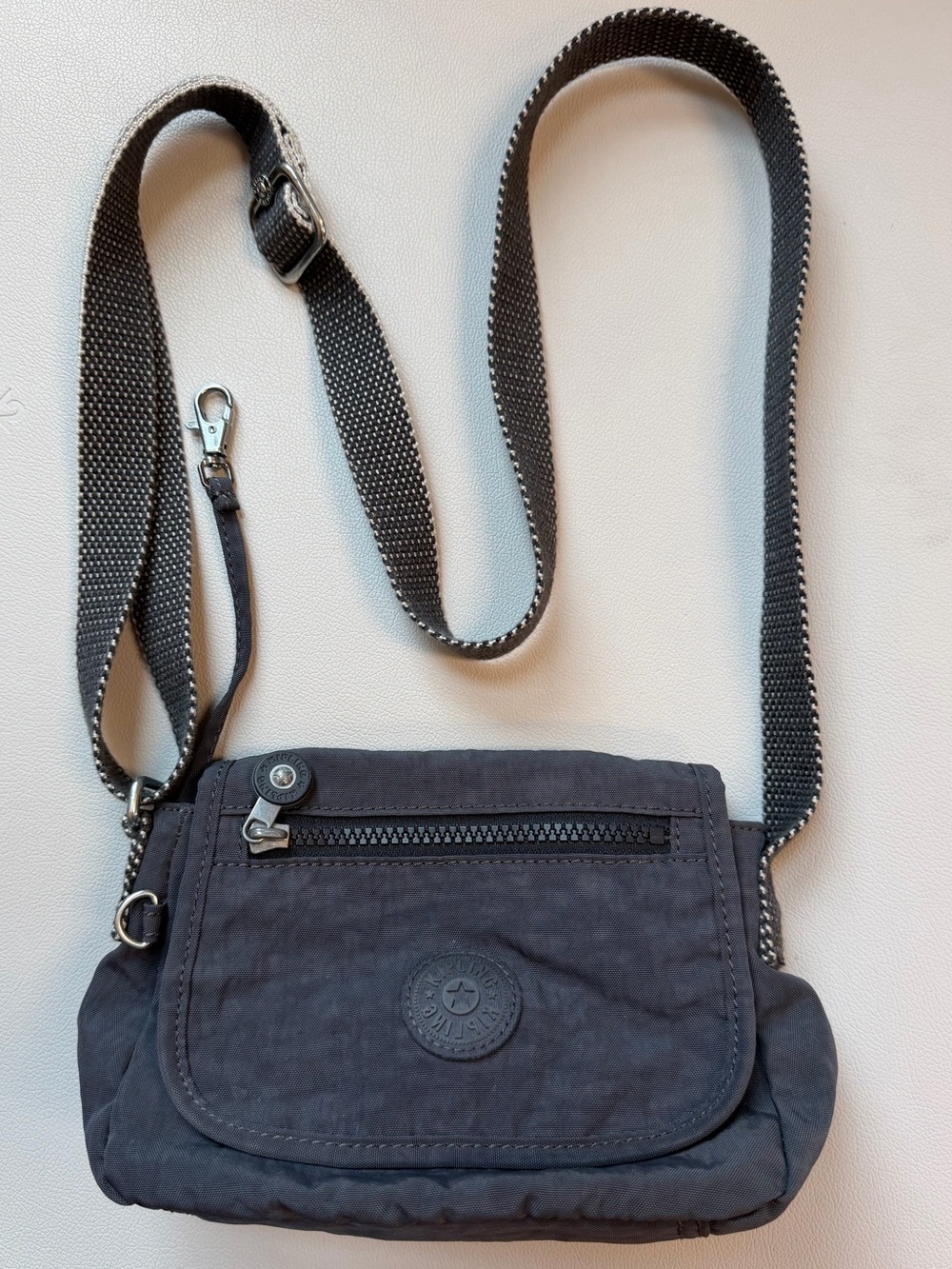 Kipling Small Messenger Crossbody Bag in Charcoal Gray/Blue
